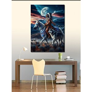 Kanvas Tablo Kızılderili Adam Ve Atı 70x100 cm