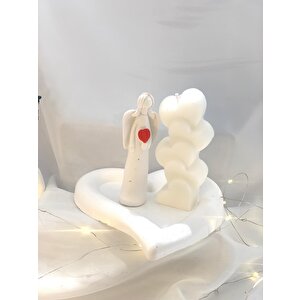 Dekoratif Kalp Organizer Tabak Kalp Soya Mum Kalp Tutan Melek Biblo Obje Set