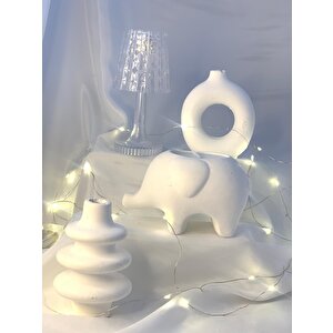 Dekoratif Üçlü Beton Vazo  Fil Saksı Soya Mum Set