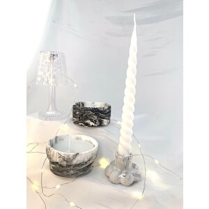 Dekoratif Mermer Desen Kase Soya Mum Dekoratif Kase Soya Mum  Boncuk Şamdan Set