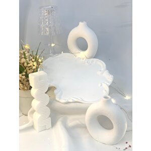Dekoratif Beton Organizer Tabak İkili Vazo İda Soya Mum Set