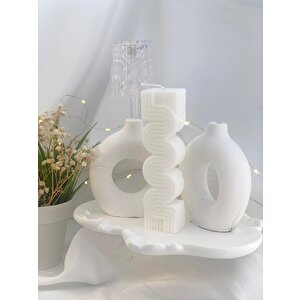 Dekoratif Beton Organizer Tabak İkili Vazo İda Soya Mum Set