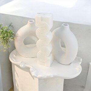 Dekoratif Beton Organizer Tabak İkili Vazo İda Soya Mum Set