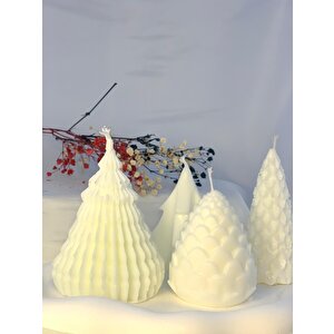 Dekoratif Dalga Desen Organizer Tabak Kozalak Üçlü Çam Ağacı Soya Mum Set