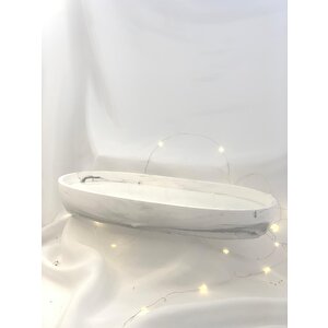 Dekoratif Mermer Desen Beton Kayık Tabak  Soya Mum Set