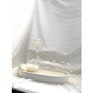 Dekoratif Beton Kayık Tabak Gül   Soya Mum Set