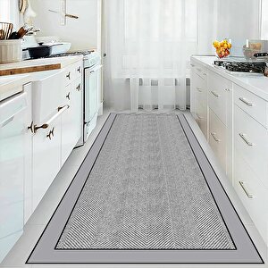 Kazayağı Desen Halı, Gri Renk Halı, Salon Halısı, Yıkanabilir, Kaymaz Taban, Mutfak Halısı, Yolluk,