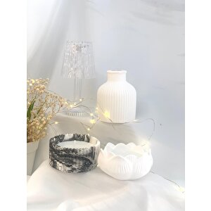 Dekoratif Beton Mermer Desen Kase  Lotus Soya Mum Vazo Set