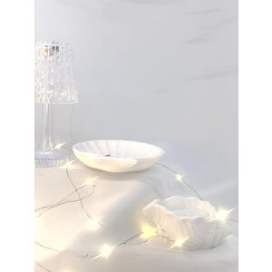Dekoratif İstiridye Organizer Takı Tabağı  Deniz Kabuğu Soya Mum Set