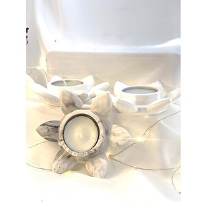 Dekoratif Üçlü Nilüfer Tealight   Set
