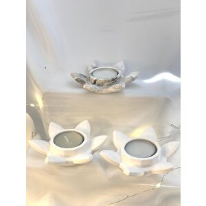 Dekoratif Üçlü Nilüfer Tealight   Set