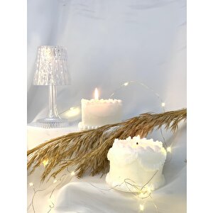Dekoratif 2'li Kalp Ve Yuvarlak Pasta  Soya Mum Set