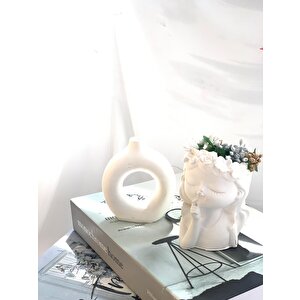 Dekoratif Çiçekçi Kız   Beton Saksı Set