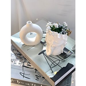Dekoratif Çiçekçi Kız   Beton Saksı Set
