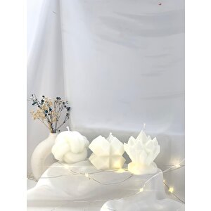 Dekoratif Üçlü Prizma Kristal Yumak Mum Set