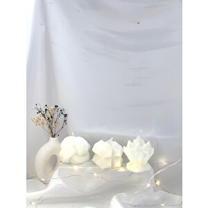 Dekoratif Üçlü Prizma Kristal Yumak Mum Set