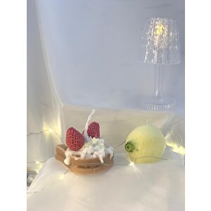 Dekoratif Kremalı Çilekli Ekmek Ve Limon   Soya Mum Set