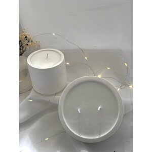 Dekoratif İkili Beton Saksı   Soya Mum Set