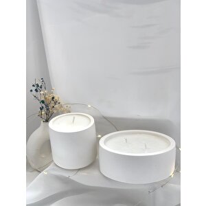Dekoratif İkili Beton Saksı   Soya Mum Set