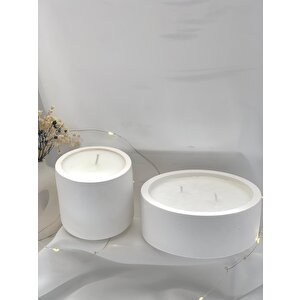 Dekoratif İkili Beton Saksı   Soya Mum Set