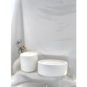 Dekoratif İkili Beton Saksı   Soya Mum Set