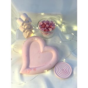 Dekoratif Cam Kase Kalpler Soya Mum Pembe Kalp Organizer Tabak Kalpler Obje Tütsülük Set