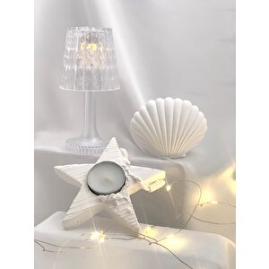 Dekoratif Beton İstiridye Biblo  Yıldız Desen Tealight Set