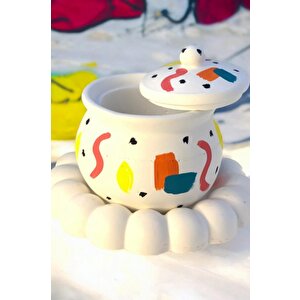 Dekoratif Renkli Kapaklı Kase  Organizer Takı  Mum Biblo Tabağı Set