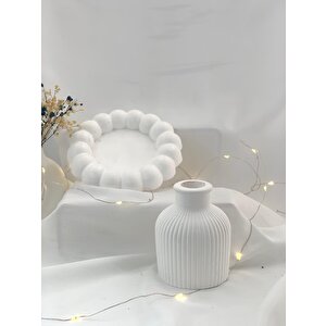 Dekoratif Organizer Takı  Mum Biblo Tabağı  Beton Saksı    Set