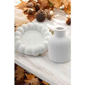 Dekoratif Organizer Takı  Mum Biblo Tabağı  Beton Saksı    Set