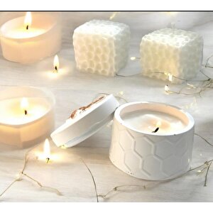 Dekoratif Beton Arı Petek Desen Organizer Kase   İkili Petek Soya Mum Set