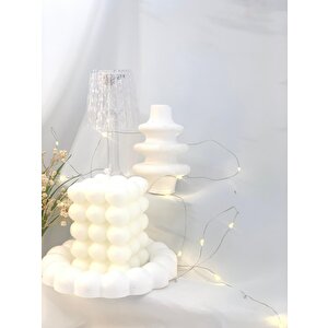 Dekoratif Bubble Soya Mum Organizer Takı Tabağı Beton Vazo Set