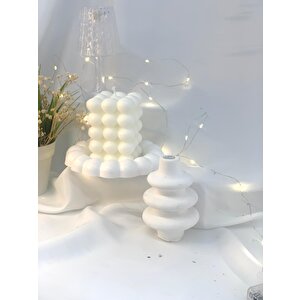 Dekoratif Bubble Soya Mum Organizer Takı Tabağı Beton Vazo Set