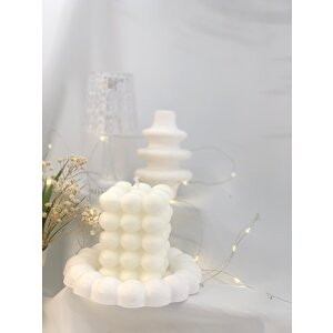 Dekoratif Bubble Soya Mum Organizer Takı Tabağı Beton Vazo Set