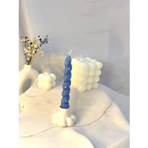 Dekoratif İkili Bubble Soya Mum Boncuk Şamdan Ve Burgu Şamdan Mumu  Set