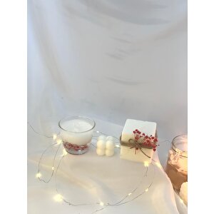 Dekoratif Cam Kase Jel Soya Mum Küçük Bubble Mum Kırmızı Çiçekli Küp Soya Mum Set