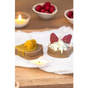 Dekoratif İkili Krema Ve Ballı Ekmek  Soya Mum Set