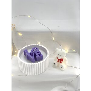 Dekoratif Beton Dekoratif Tabak Love Soya Mum  Sevimli Ayıcık Soya Mum Set