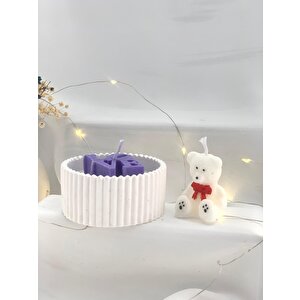 Dekoratif Beton Dekoratif Tabak Love Soya Mum  Sevimli Ayıcık Soya Mum Set