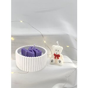 Dekoratif Beton Dekoratif Tabak Love Soya Mum  Sevimli Ayıcık Soya Mum Set