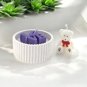 Dekoratif Beton Dekoratif Tabak Love Soya Mum  Sevimli Ayıcık Soya Mum Set