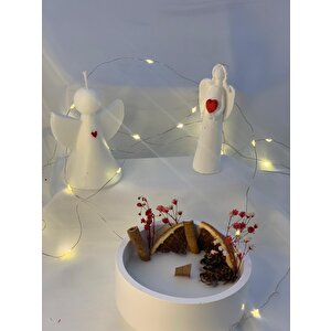 Dekoratif Beton Kase Aromaterapi  Melek Soya Mum Kalp Tutan Melek Biblo Obje Set