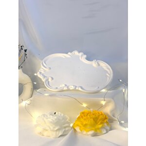 Dekoratif Beton Organizer Tabak  Ikili Şakayık Soya Mum Set