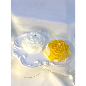 Dekoratif Beton Organizer Tabak  Ikili Şakayık Soya Mum Set