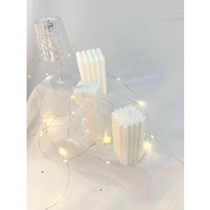 Dekoratif Üçlü Soyut Desen Soya Mum   Set