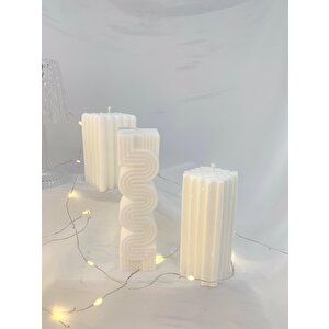 Dekoratif Üçlü Soyut Desen Soya Mum   Set