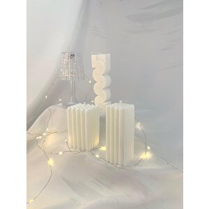 Dekoratif Üçlü Soyut Desen Soya Mum   Set