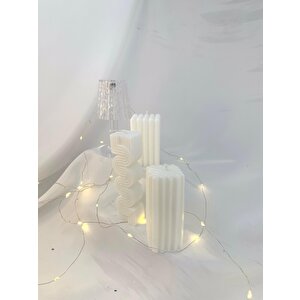 Dekoratif Üçlü Soyut Desen Soya Mum   Set