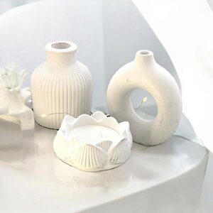 Dekoratif İkili Vazo  Lotus Soya Mum Set