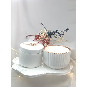 Organizer Tabak Beton Kapaklı Petek Desen Kase Soya Mum Beton Organizer Kase Set